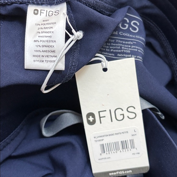 NWT Figs Navy Blue Straight Leg Livingston Basic Scrub Pants Size Large Petite - Picture 9 of 14